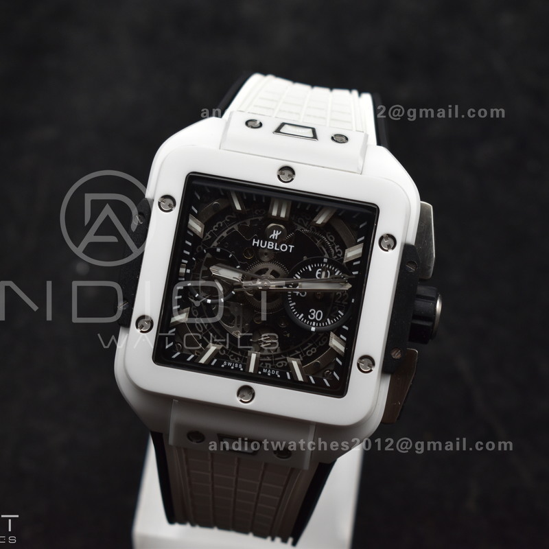 Square Bang Unico White Ceramic BBF 1:1 Best Edition on Rubber Strap A1280